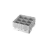 Cambro Camrack Full Size 9 Compartment Glass Rack, Soft Gray - 9S638151