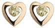 14k Yellow Gold and Peridot Children's Heart Earrings