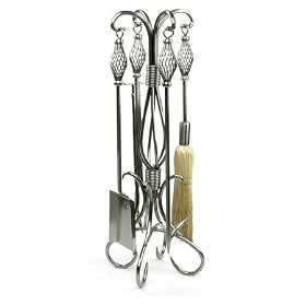 5 Pc Pewter W.I. Fireset W  Birdcage Handle by Uniflame