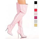 Pleaser Boots Women's SEDUCE-3010 5 Classic Plain Thigh High Boot Side Zip, Available in 8 Colors