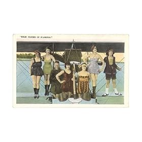 High Fliers in Florida, Bathing Beauties, Pilot with Biplane Art Poster Print, 17x11