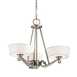 Kichler Lighting 42711CLP 3 Light Livingston Chandelier, Classic Pewter