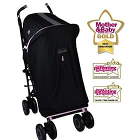 SnoozeShade Pink Trim Limited Edition - The Ultimate Blackout Blind for Pram, Buggy and Pushchairs