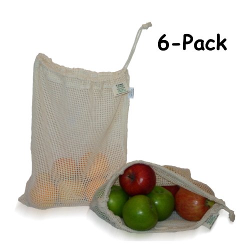100% Cotton Reusable Mesh Produce Bag (6-Pack)