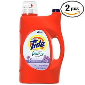 Tide with Febreze Freshness 2X Ultra Concentrated Detergent, Spring & Renewal Scent, 78-Load Bottles (Pack of 2)