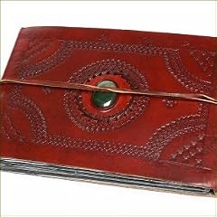 Fotoalbum aus echtem Leder mit Naturstein und Reliefpr�gung, handgesch�pftes Papier (schwarz) - Geschenk zur Hochzeit, Taufe, Kommunion, Jubil�um (26 x 18 cm) *KOSTENLOSE LIEFERUNG*