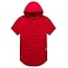 OLRIK Men's Hipster Hip Hop Curved Hem Hoodie Side Zipper T Shirt Red XL