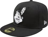 MLB Cleveland Indians Black with White 59FIFTY Fitted Cap
