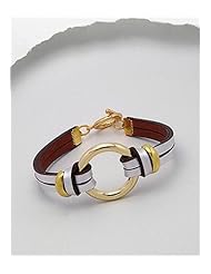 Silver Leather Bracelet In White Base