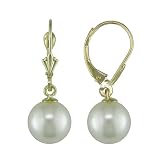 14k Yellow Gold 8-8.5mm Akoya Pearl Leverback Earrings