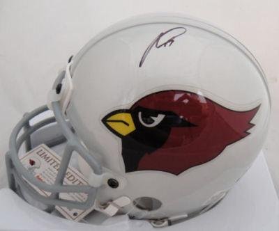 Larry Fitzgerald Signed Mini Helmet - Cardinal CHROME JSA - Autographed NFL Mini Helmets