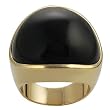 Goldtone Created Black Onyx Dome Ring