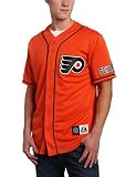 NHL Men's Philadelphia Flyers Short Sleeve Button Front Replica Jersey (Pro Orange/Pro Black, Large)