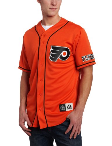 NHL Men's Philadelphia Flyers Short Sleeve Button Front Replica Jersey (Pro Orange/Pro Black, XX-Large)