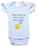 WHEN I GROW UP I WANT TO BE A SOCCER PLAYER - BigBoyMusic Baby Designs - White, Blue or Pink Onesie / Baby T-shirt