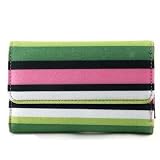 PINK GREEN WHITE MULTI STRIPED LADIES MID-SIZE WALLET