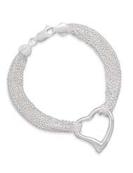 7.5" 4 Strand/Polished 23mm Open Heart Center Bracelet