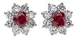 18k White Gold Ruby and Diamond Cluster Earrings (1.70 cttw rubies and 1.91 cttw, E-F Color, VS1 Clarity Diamond)