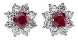 18k White Gold Ruby and Diamond Cluster Earrings (1.70 cttw rubies and 1.91 cttw, E-F Color, VS1 Clarity diamonds)
