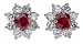 18k White Gold Ruby and Diamond Cluster Earrings (1.70 cttw rubies and 1.91 cttw, E-F Color, VS1 Clarity diamonds)