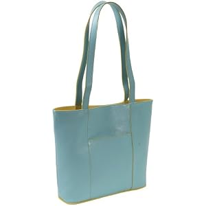 Baekgaard Leather Tote (Caribbean Blue/Lemon)