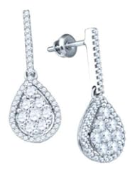 1.57 cttw 10k White Gold Long Drop Earrings Diamond Long Drop Earrings (Real Diamonds: 1.57 cttw)