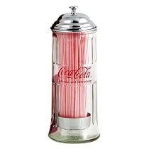 Coca-Cola Glass Straw Jar Dispenser Coke