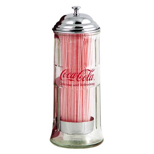Coca-Cola Glass Straw Jar Dispenser Coke