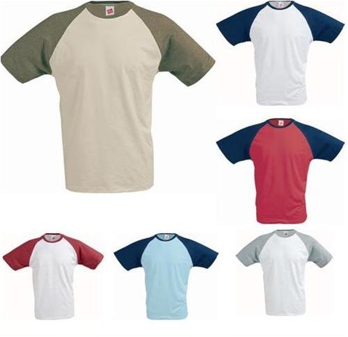 Hanes Baseball Kurzarm T-Shirt in Raglan ( bicolor ) in 6 Farben und den Grössen S, M, L, XL und XXL