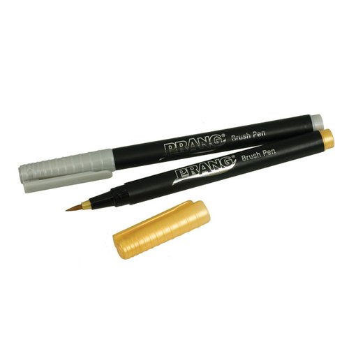 Prang Brush Pens, Set of 2 Markers, Silver and Gold (80001)