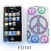 Apple iPhone 3G/3GS Full Diamond Crystal, Colorful Peace Signs Full Rhinestones/Diamond/Bling - Hard Case/Cover/Faceplate/Snap On/Housing/Protector