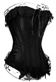 Black satin corset with lace trim (A300)