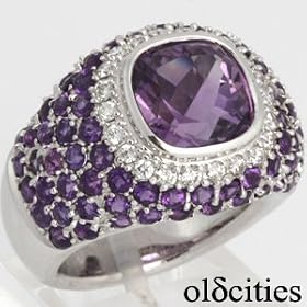 18K White Gold Amethyst and Diamond Ring - OldCities Jewelry by
