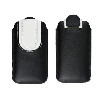Logotrans Leder Tasche H&uuml;lle schwarz / wei&szlig; und Displayschutzfolie f&uuml;r Apple iPhone 3G und 2G