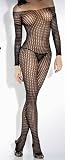 Bundle Crochet Net Long Sleeve Bodystocking Blk Queen and 2 pack of Pink Silicone Lubricant 3.3 oz