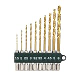 E-Value 六角軸チタン鉄工ドリルセット 10Pcs