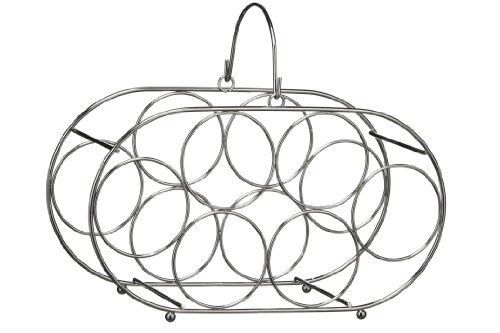 Premier Housewares L&auml;ngliches Weinregal f&uuml;r 6 Flaschen, 38 x 16 x 23 cm, Chrom