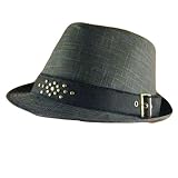 New 100% Cotton Stingy Brim Belted Fedora Hat Charcoal Small Medium