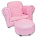 Children's Stuffed Chair with Ottoman Solid Pink Suede