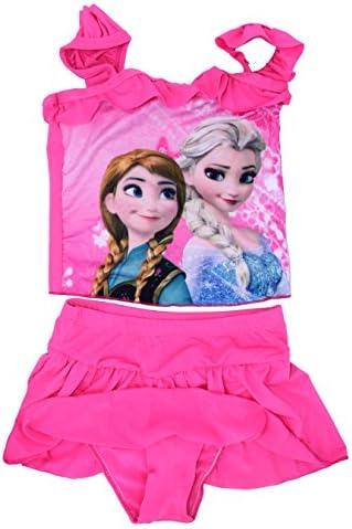 Snow Queen Elsa Girls Swimwear Bathing Two Piece Swimsuit OneSize 6-10Years Pink