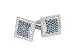Unique CZ Cubic Zironia and Faux Sapphire Silver Cufflinks with Presentation Box