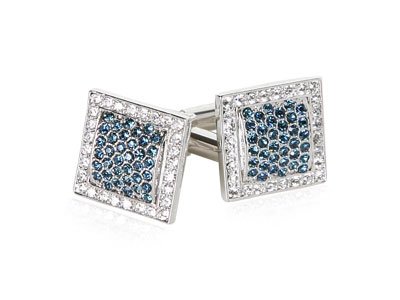 Unique CZ Cubic Zirconia and Faux Sapphire Silver Cufflinks by Cuff-Daddy Discount