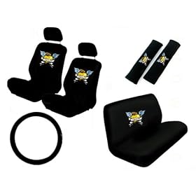 11pc Tattoo Art Series Angel by Day Set - Seat Covers w/ Headrests, Steering Wheel & Bench Cover