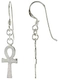 Sterling Silver Ankh Cross Hook Earrings, 5/8 (16mm) tall