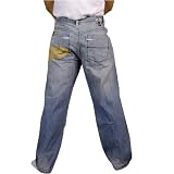 Enyce Mens Blue Jeans. 100% heavy weight machine washable cotton. Top quality embroidered design throughout these pants. Excellent attention to all important details: rivets, stitching and fabric design. The latest in unique hip hop and street wear.