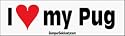 I Love My Pug - bumper stickers (Medium 10x2.8 in.)