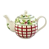 Andrea by Sadek Red White Holly Berries Teapot Tea Pot