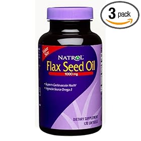 Natrol Flaxseed Oil, 1,000 mg, 120 Softgels (Pack of 3) by Natrol