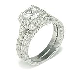 VictorianCocktailSilverCubicZirconiaCZWeddingRingSet,6