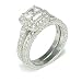 Victorian Cocktail Silver Cubic Zirconia CZ Wedding Ring Set